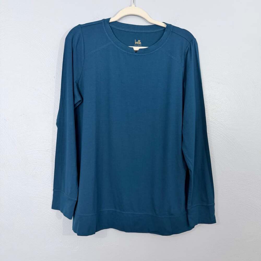 Belle By Kim Gravel Long Sleeve Top Size M Blue Cotton Blend